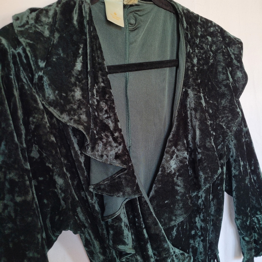 Victoria's Secret Robe Crushed Velvet Wrap Size M-L Emerald Green Moody - Picture 4 of 10